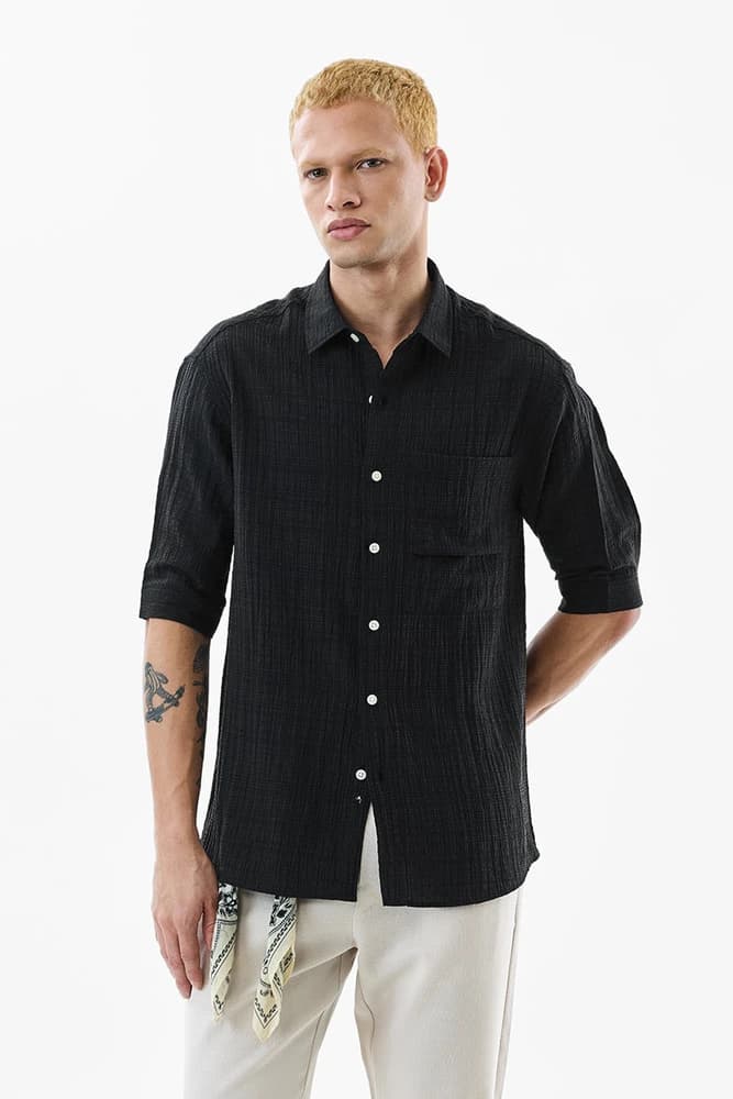 Oversized Fit Others Textured Shirts