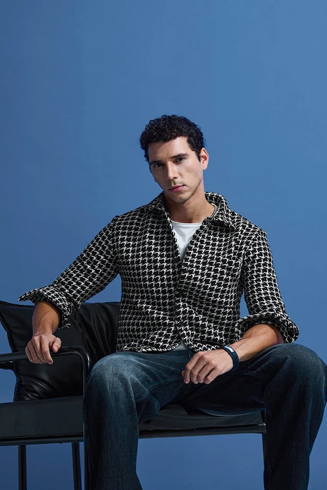 Relaxed Fit Polyester Textured Overshirt