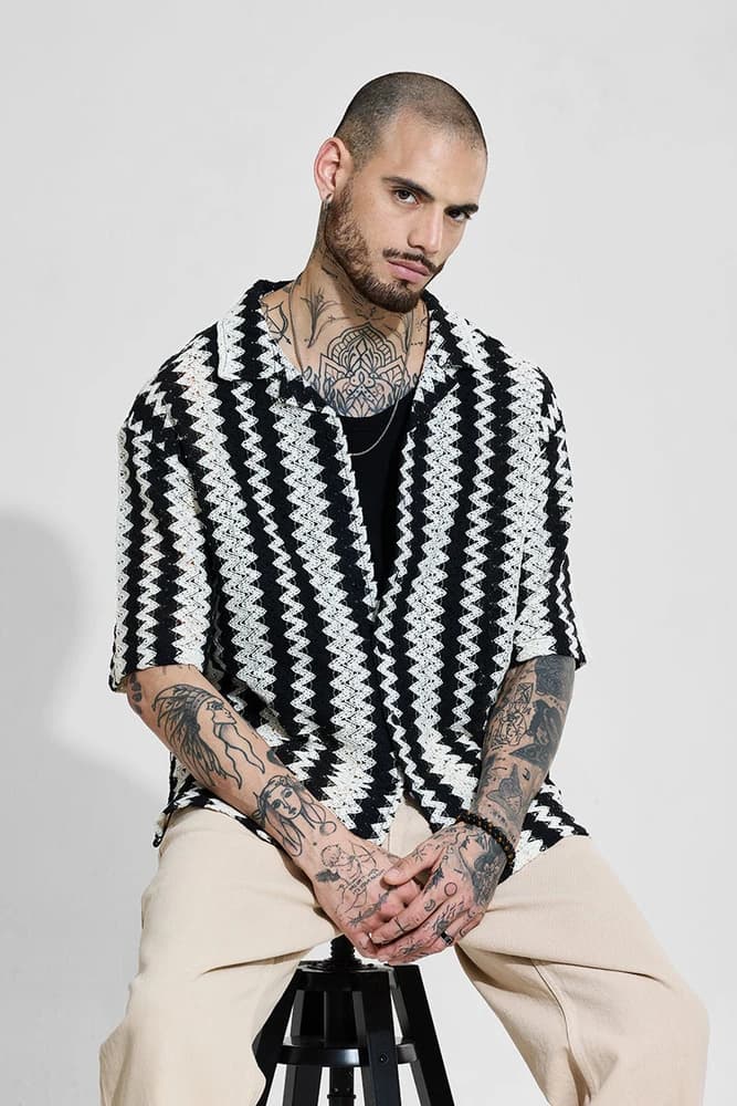 Oversized Fit Cotton Printed, Geometric Shirts
