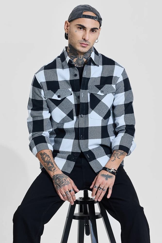 Relaxed Fit Others Checks Overshirt