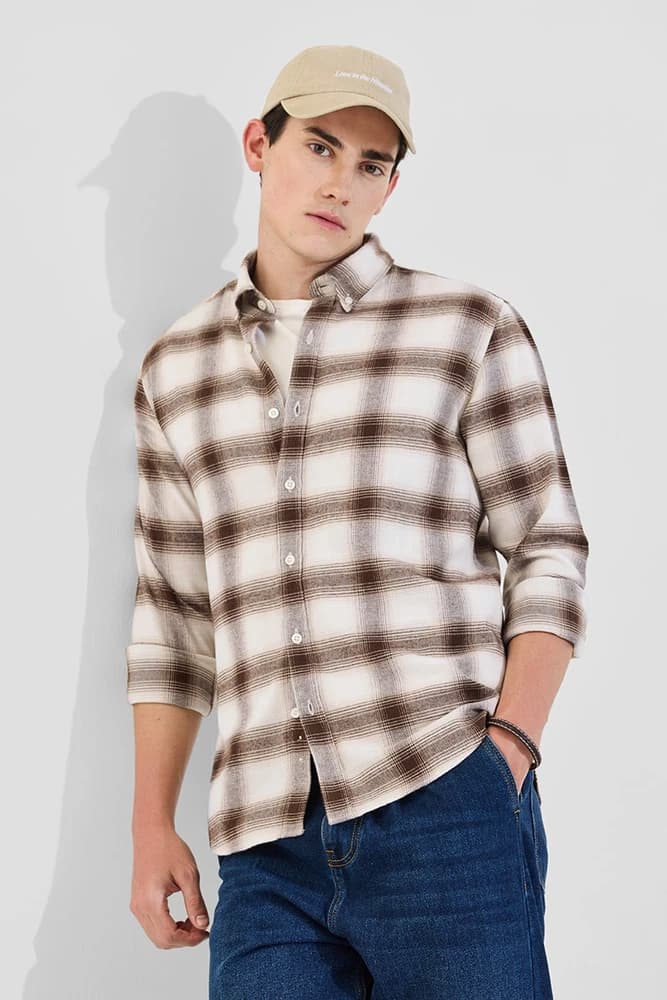 Regular Fit Polyester Checks Shirts