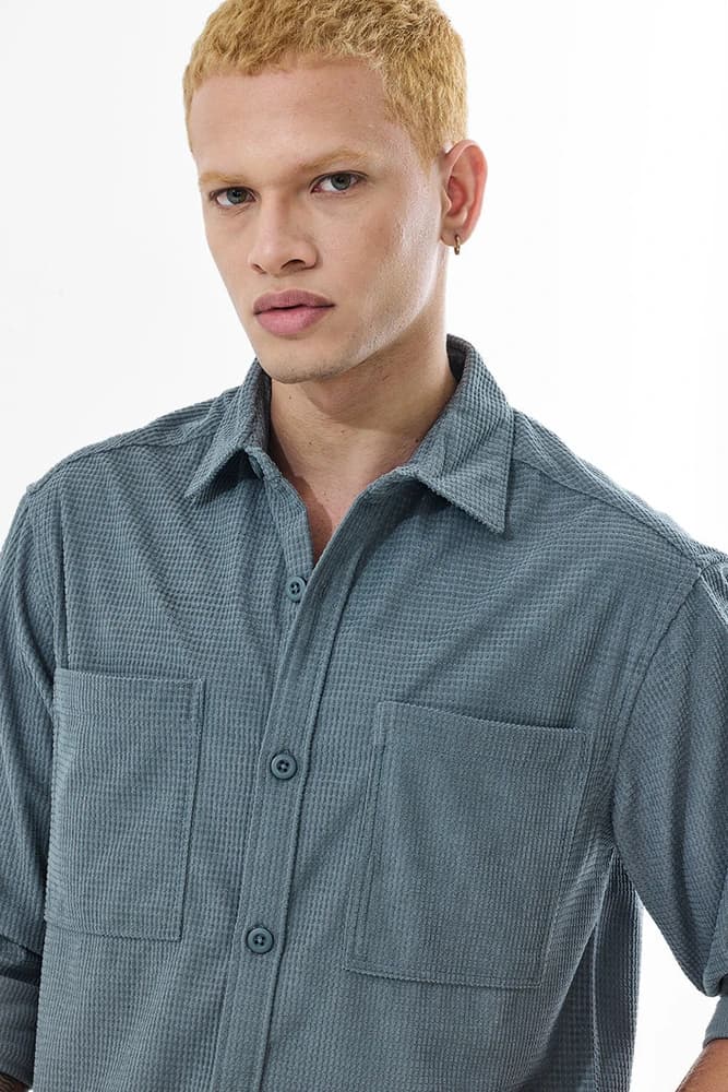 Regular Fit Polyester Textured Shirts