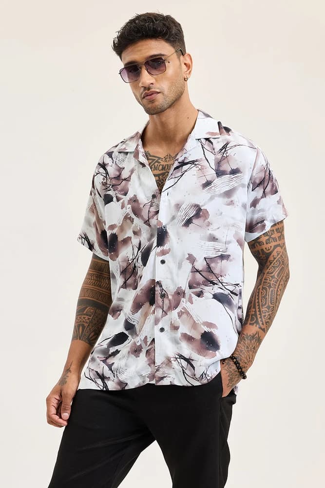 Box Fit Rayon Abstract, Printed Shirts