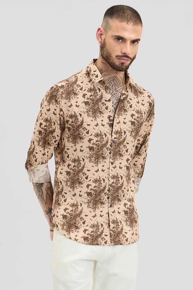 Slim Fit Rayon Printed, Abstract Shirts