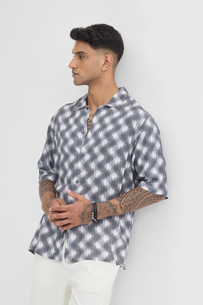 Relaxed Fit Rayon Abstract, Printed Shirts