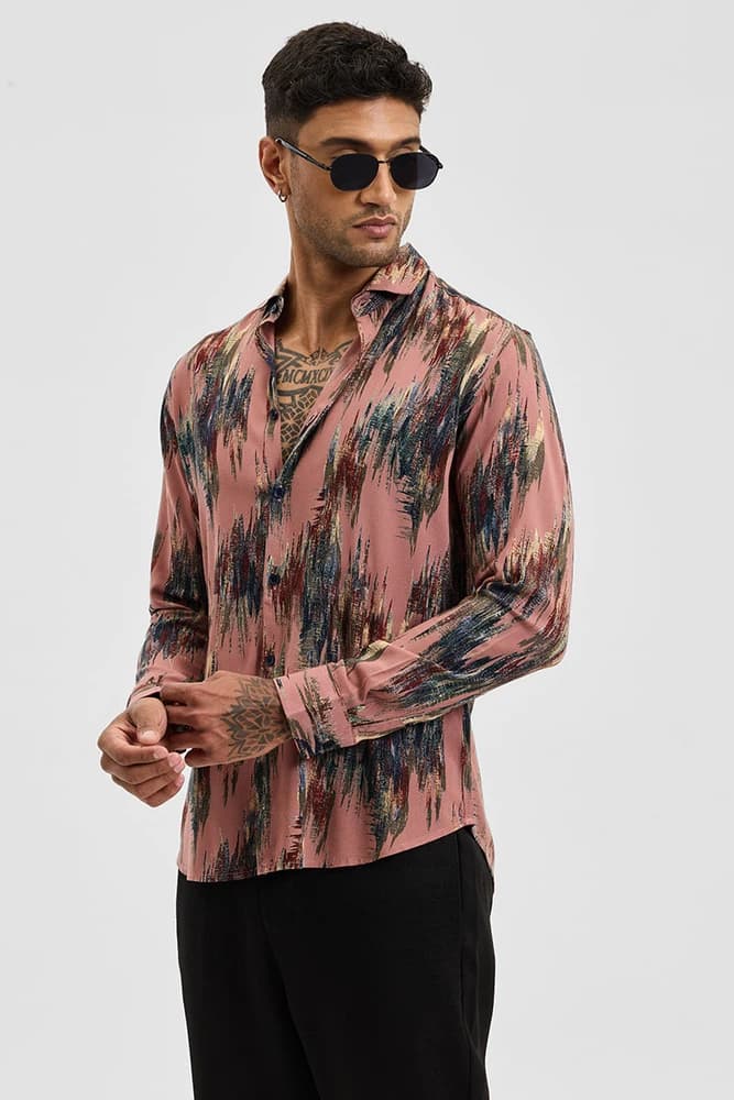 Slim Fit Rayon Abstract, Printed Shirts