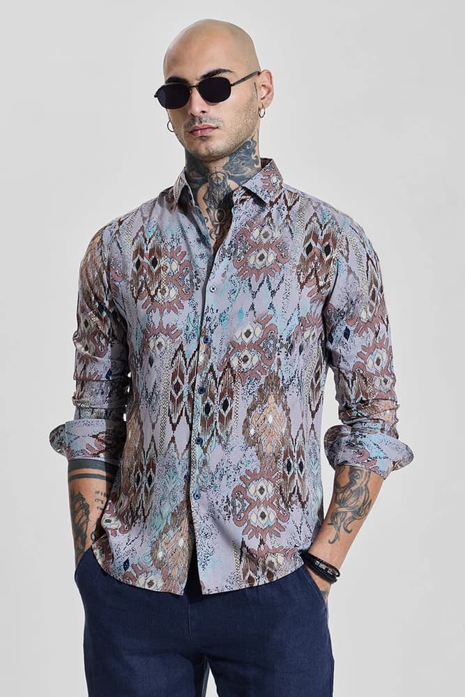 Slim Fit Others Abstract, Printed Shirts