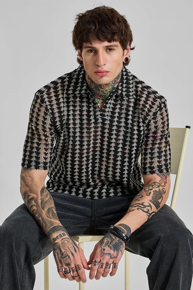Box Fit Polyester Geometric T-Shirts