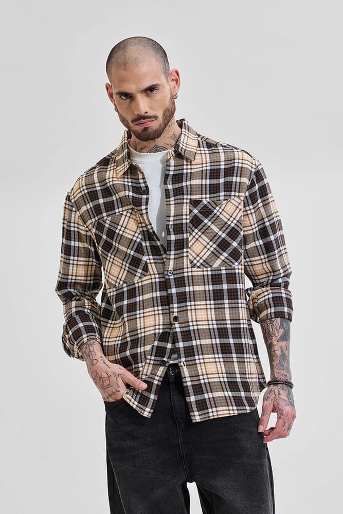 Relaxed Fit Cotton Checks Overshirt