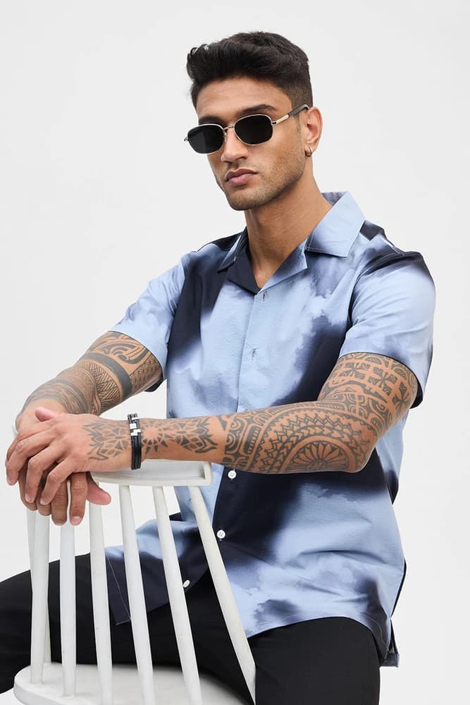 Box Fit Polyester Abstract, Printed Shirts
