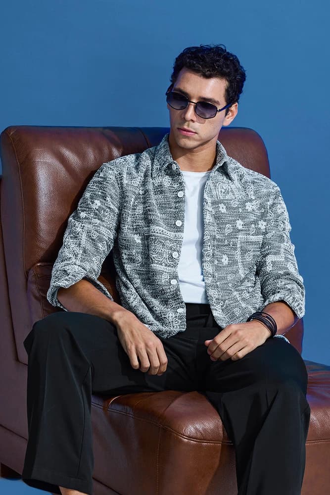Relaxed Fit Polyester Textured Shirts