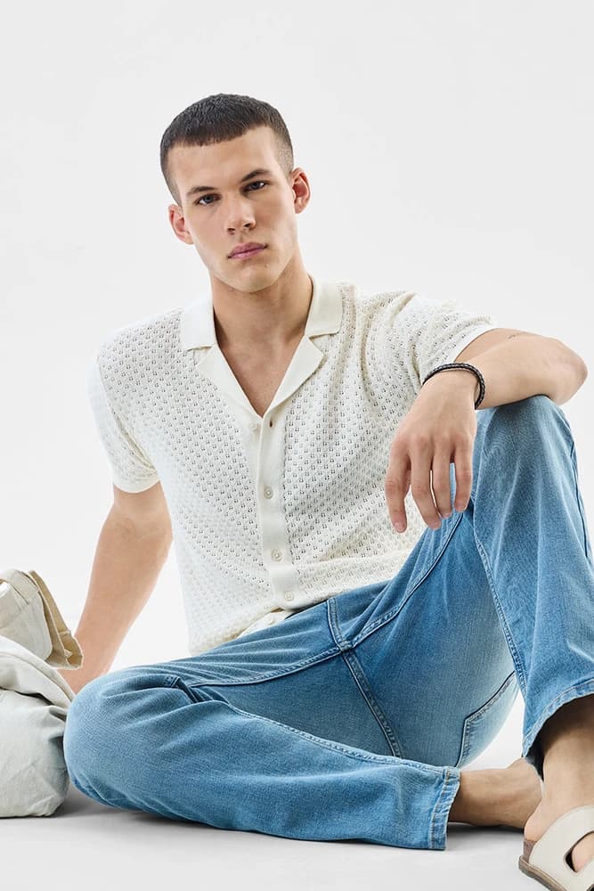 Regular Fit Cotton Self-Design Shirts