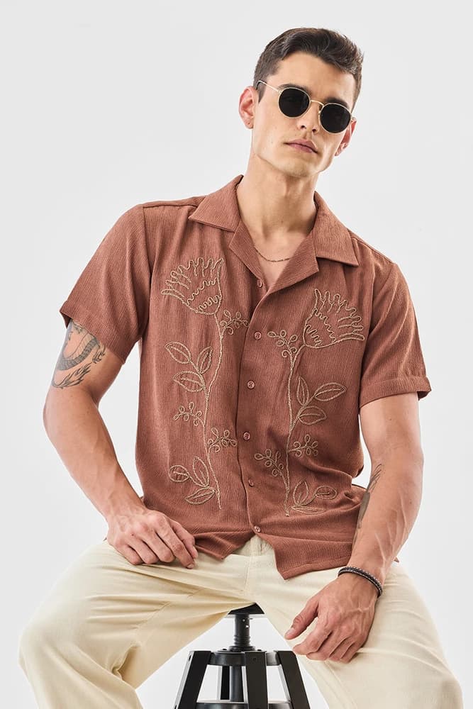 Box Fit Polyester Embroidered Shirts