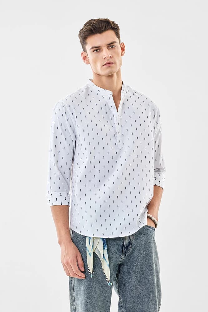 Regular Fit Polyester Geometric Shirts