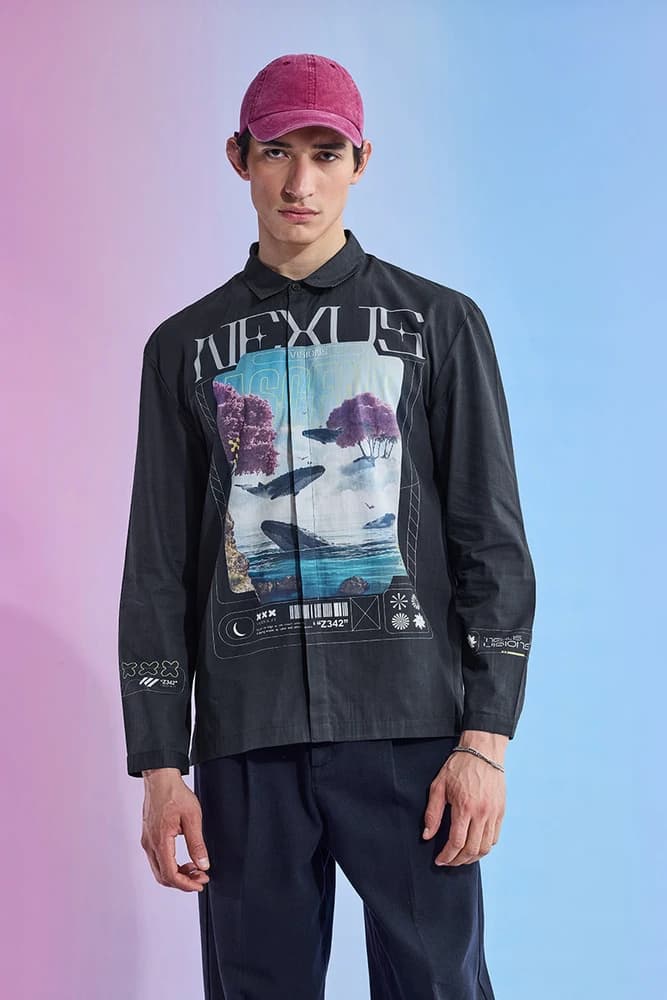 Oversized Fit Cotton Graphic Print Shirts