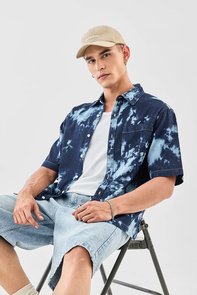 Oversized Fit Cotton Tie & Dye Shirts
