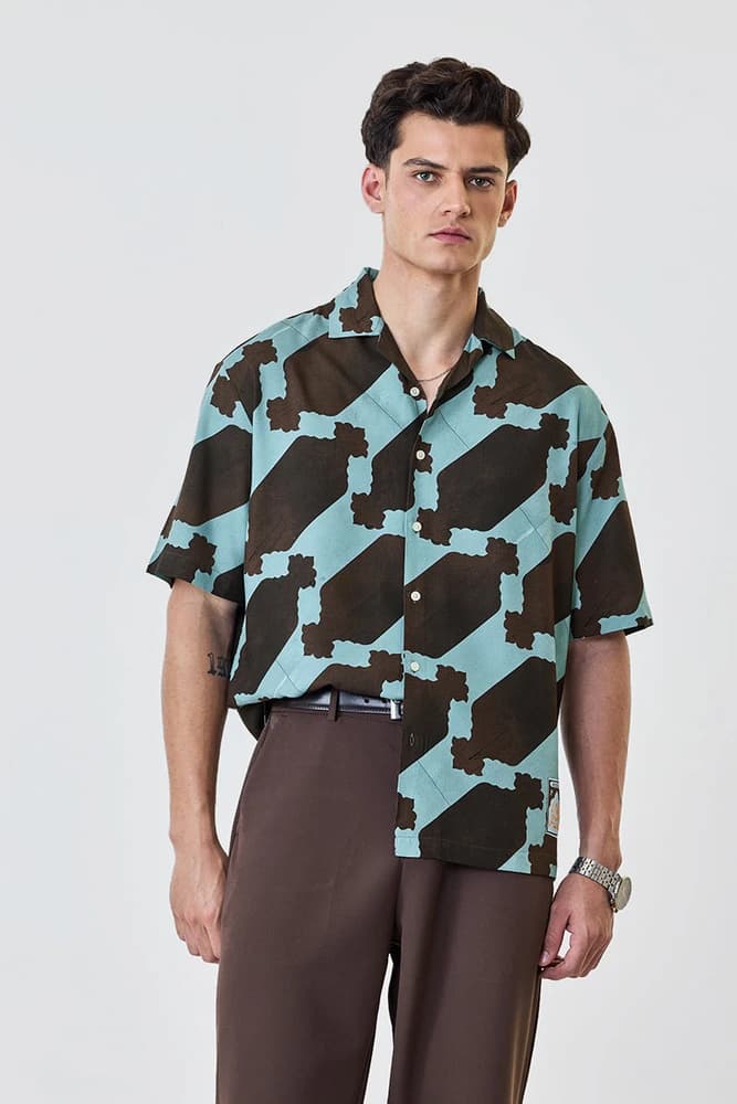 Relaxed Fit Others Geometric Shirts
