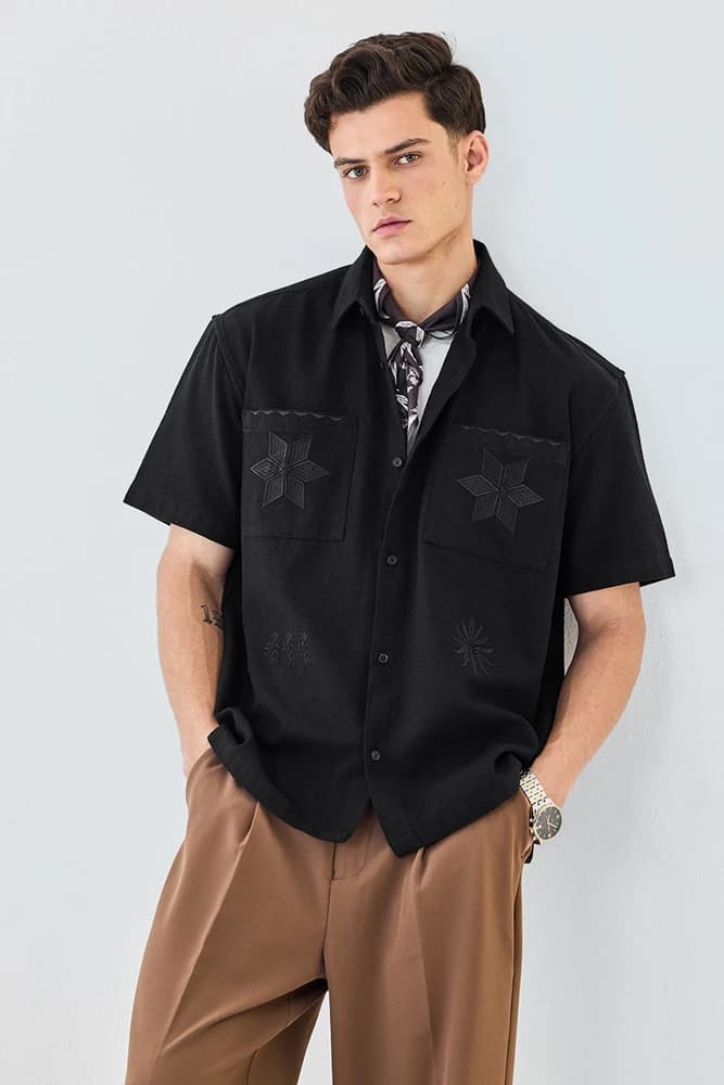 Oversized Fit Cotton Embroidered Shirts