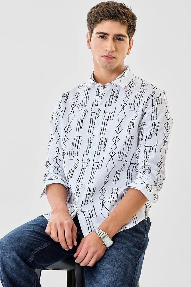 Regular Fit Cotton Abstract Shirts