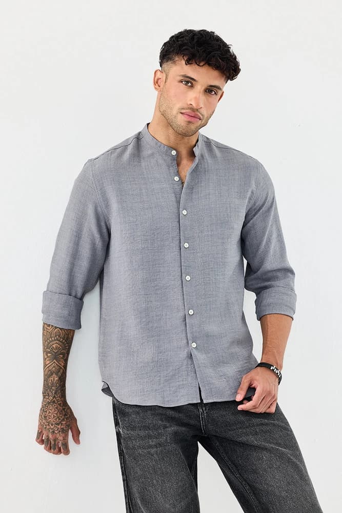 Regular Fit Polyester Stripes Shirts