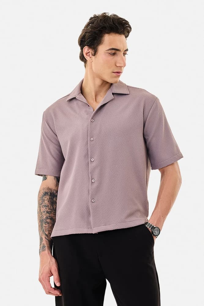 Box Fit Polyester Textured Shirts
