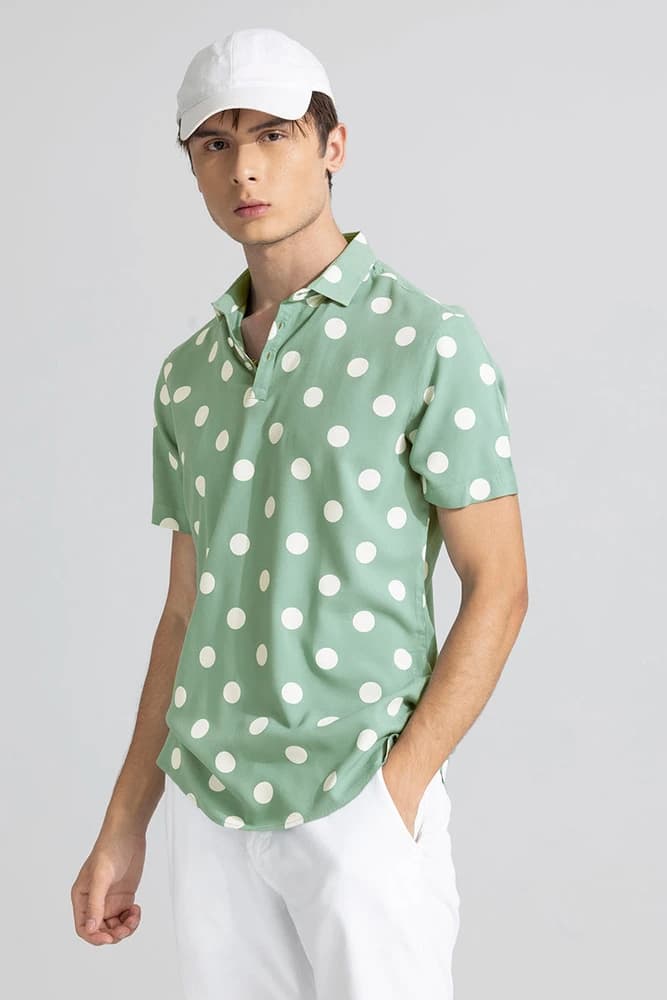 Slim Fit Rayon Printed, Polka Dots T-Shirts