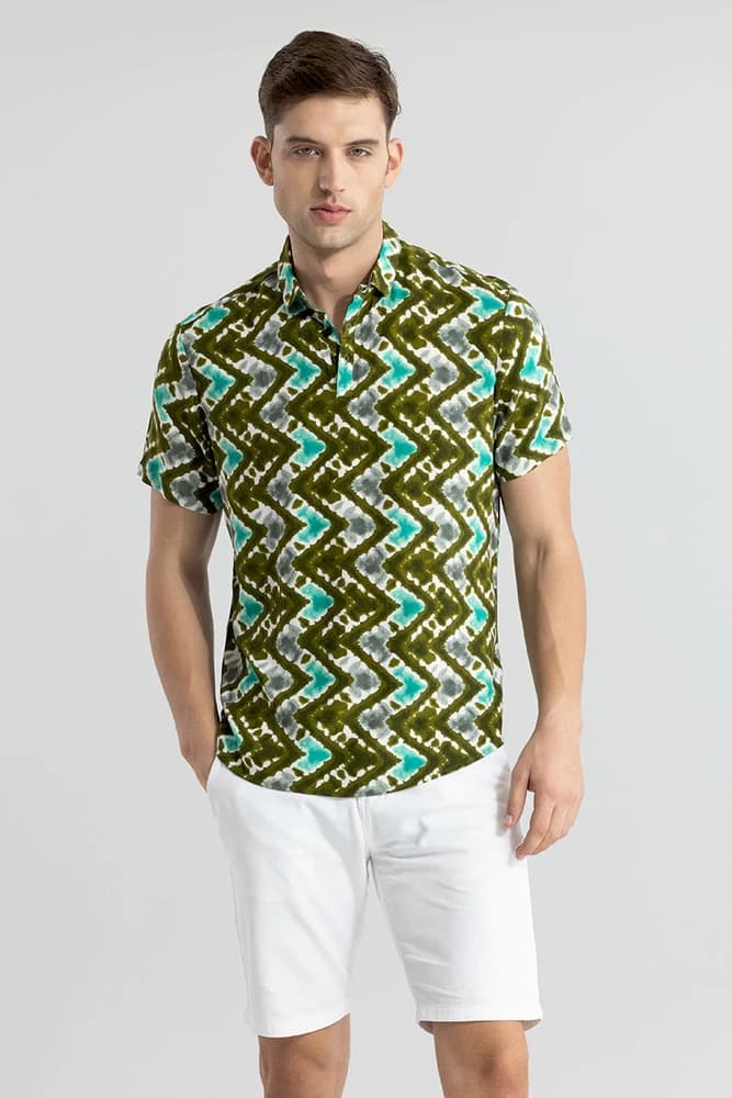 Slim Fit Rayon Printed, Geometric T-Shirts