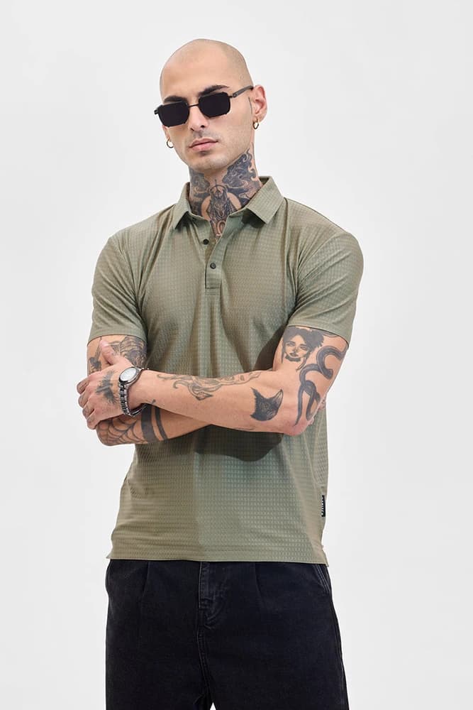 Slim Fit Nylon Textured T-Shirts