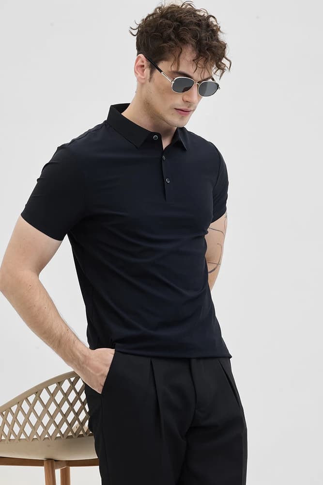 Slim Fit Nylon Textured T-Shirts