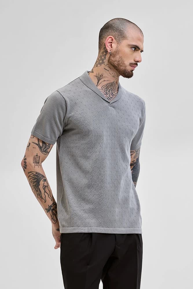 Slim Fit Cotton Self-Design, Textured T-Shirts