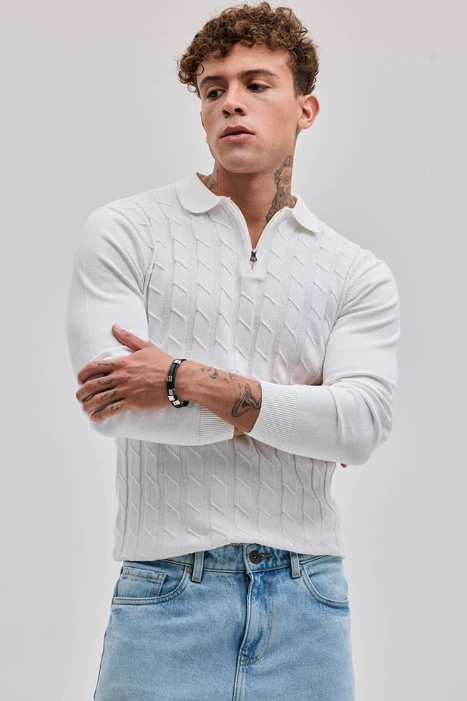 Slim Fit Cotton Textured, Self-Design T-Shirts