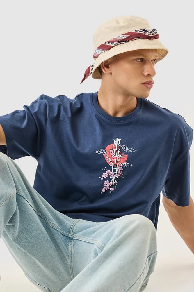 Oversized Fit Cotton Graphic Print T-Shirts