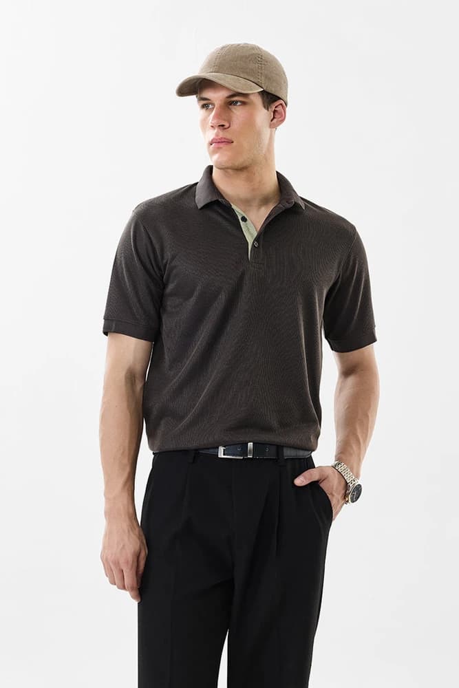 Regular Fit Polyester Textured T-Shirts