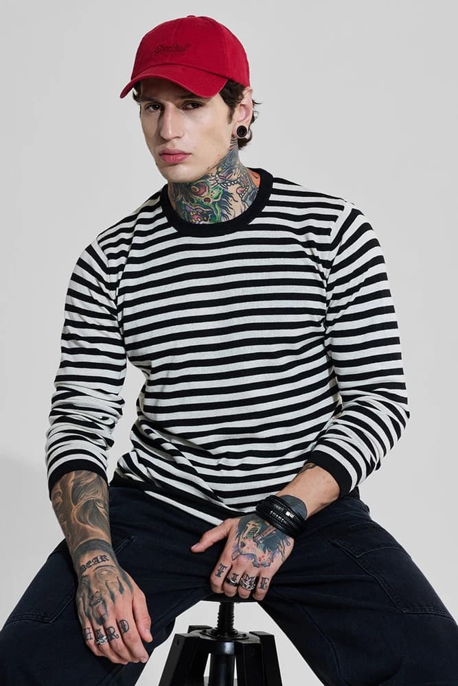 Slim Fit Cotton Stripes T-Shirts
