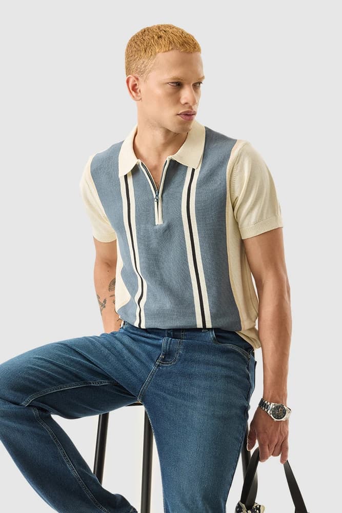 Slim Fit Cotton Stripes T-Shirts