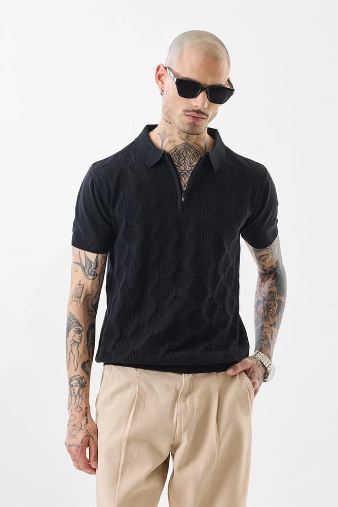 Slim Fit Cotton Textured T-Shirts
