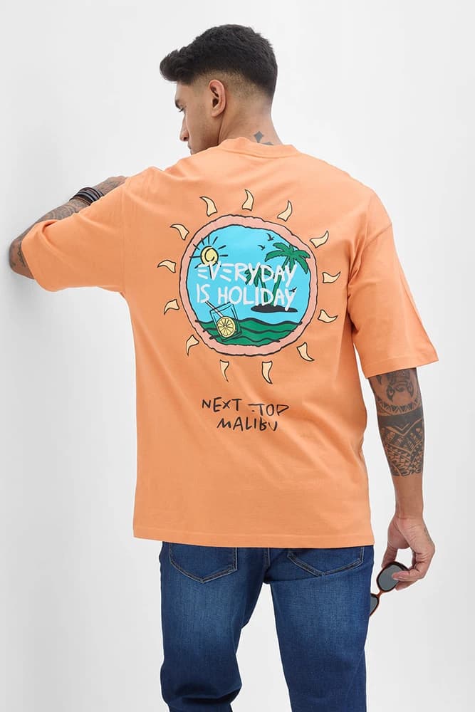 Oversized Fit Cotton Graphic Print T-Shirts