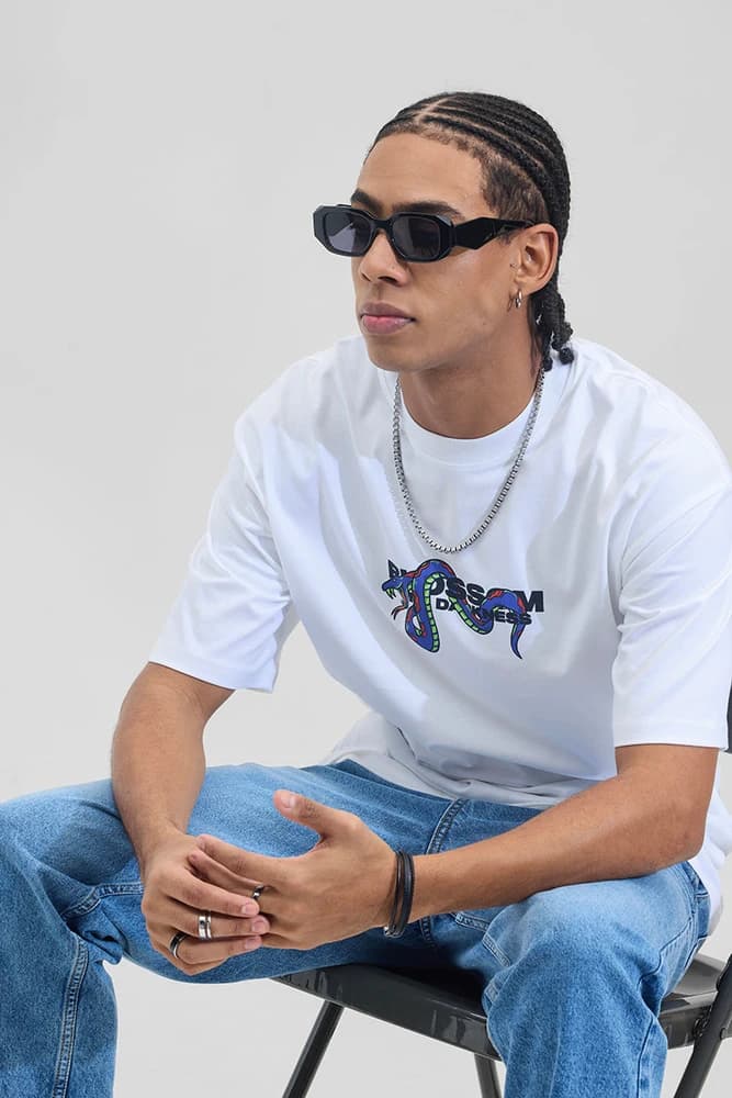 Oversized Fit Cotton Graphic Print T-Shirts