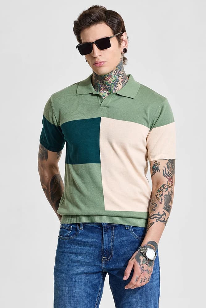 Slim Fit Cotton Colourblocked T-Shirts