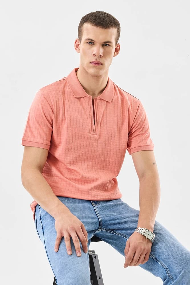 Regular Fit Cotton Textured T-Shirts
