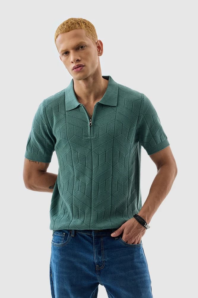 Slim Fit Others Self-Design, Textured T-Shirts