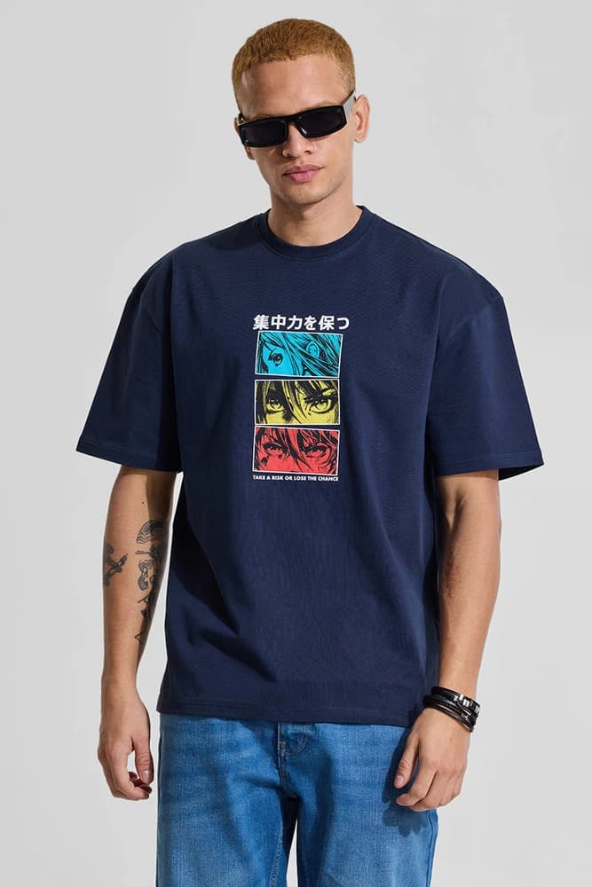 Oversized Fit Cotton Graphic Print T-Shirts