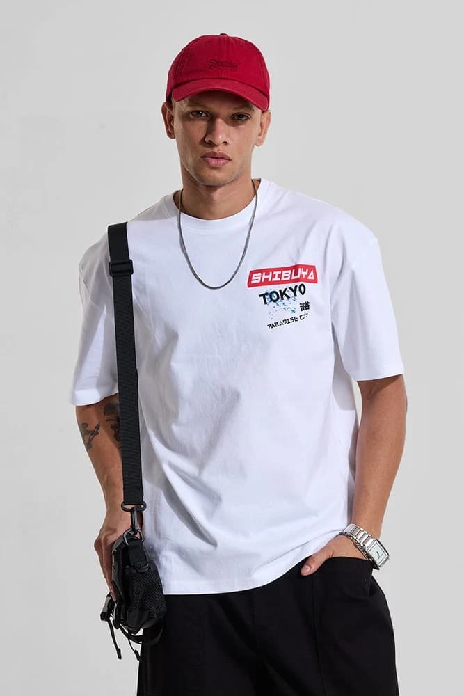Oversized Fit Cotton Graphic Print T-Shirts