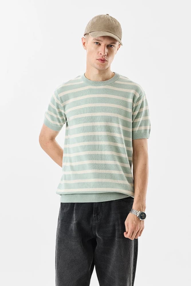 Slim Fit Cotton Stripes T-Shirts