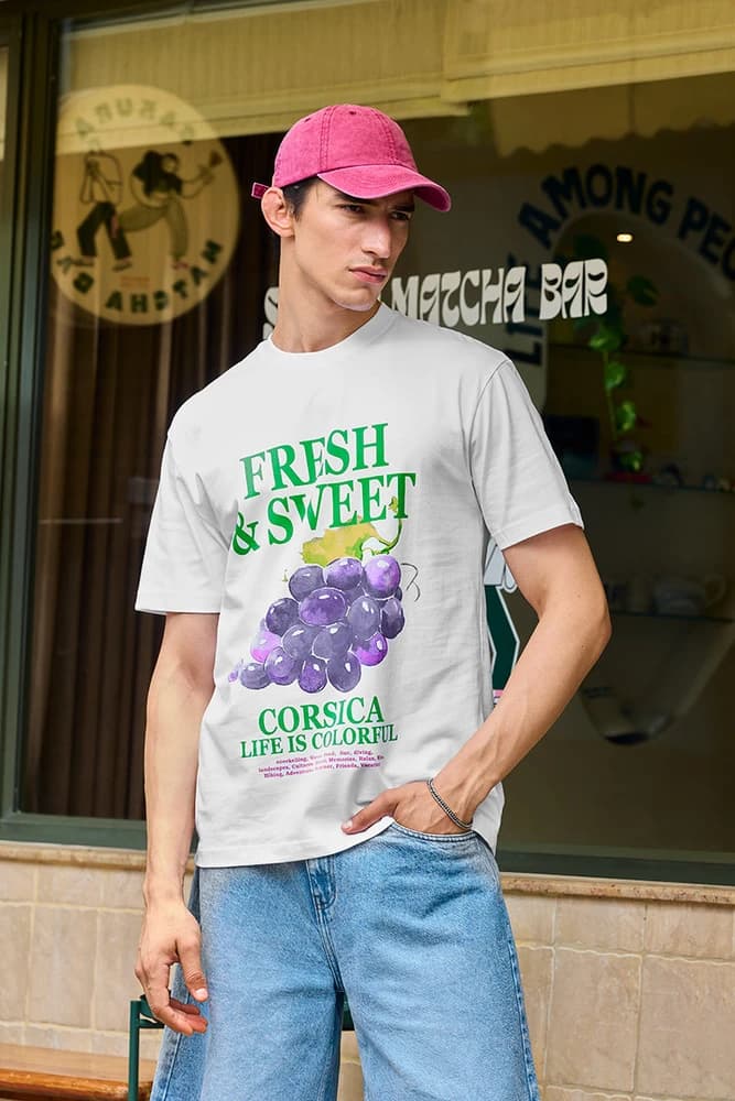 Oversized Fit Cotton Graphic Print T-Shirts