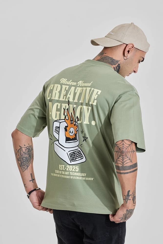 Oversized Fit Cotton Graphic Print T-Shirts