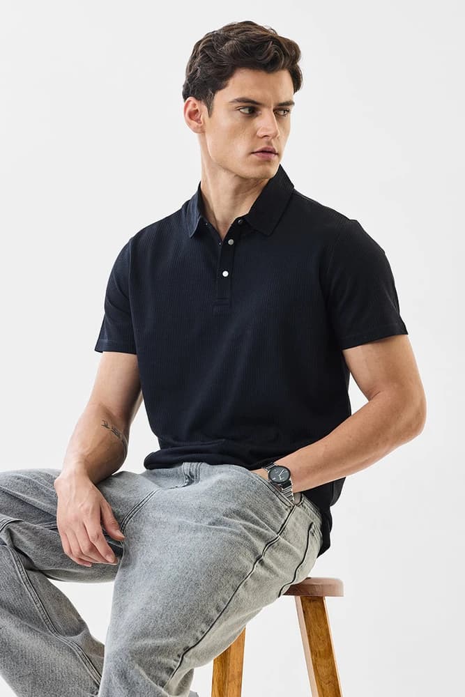 Regular Fit Cotton Textured T-Shirts