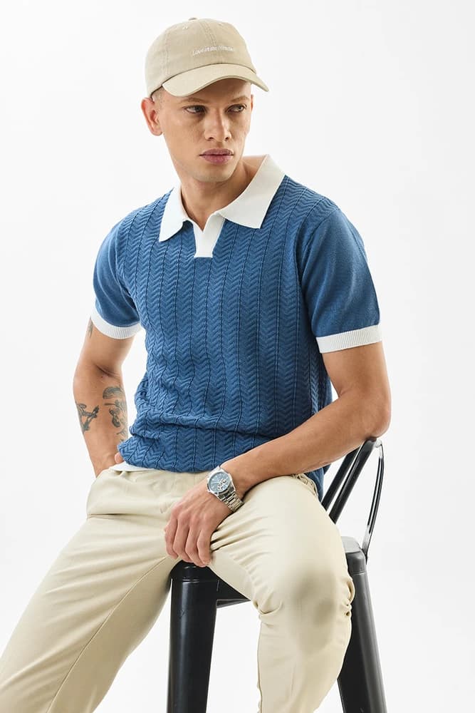 Slim Fit Cotton Textured T-Shirts