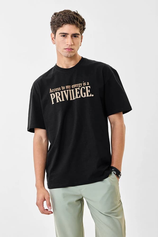 Oversized Fit Cotton Graphic Print T-Shirts