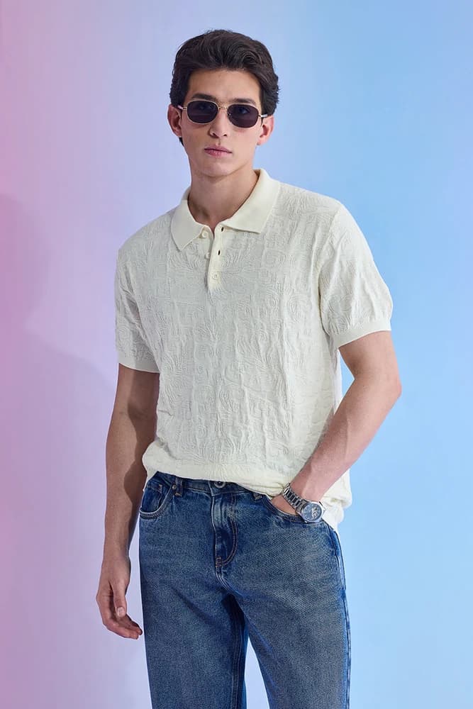 Relaxed Fit Cotton Textured T-Shirts